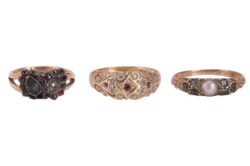 Lot 3 - Three gem-set rings, to include a 9ct gold...