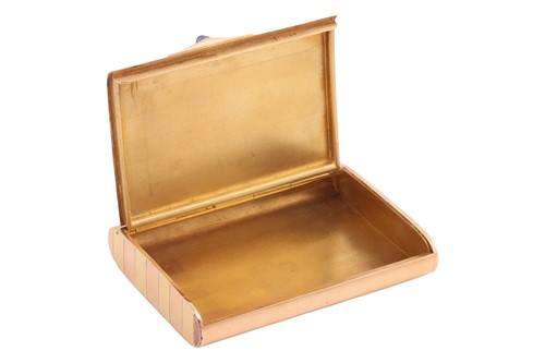 Lot A two-tone cigarette case, of rectangular form...