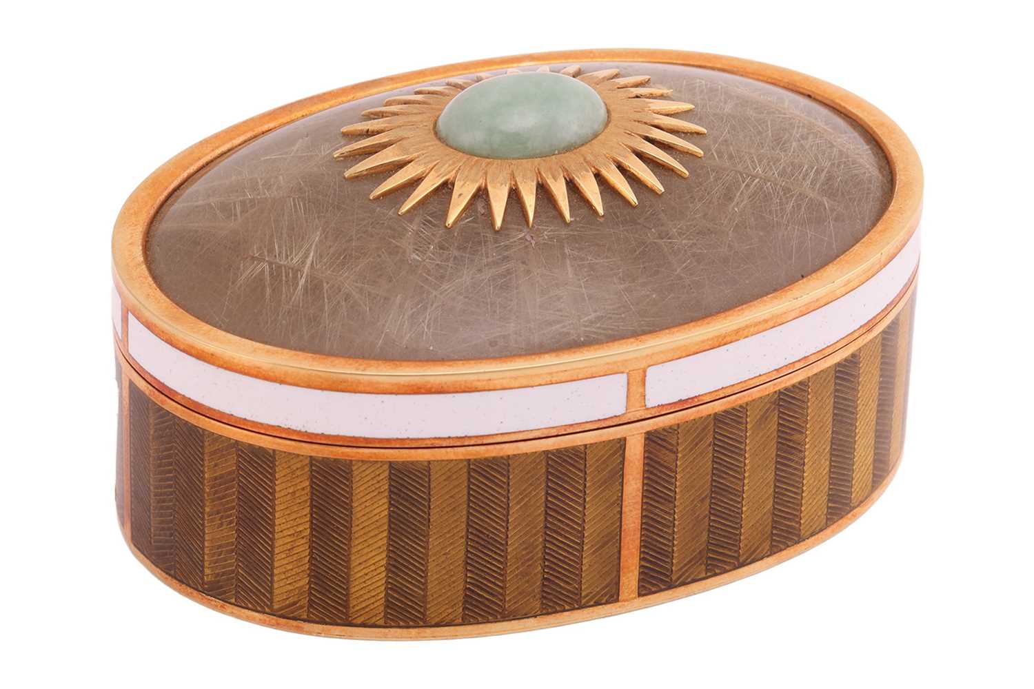Lot Gerald Benney - a gem-set enamel box in 18ct...