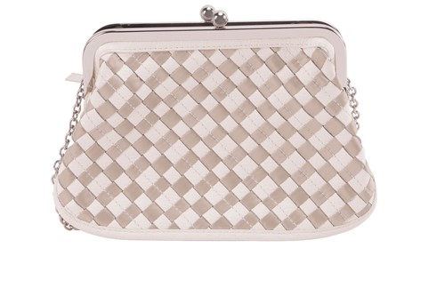 Lot 340 - DKNY - A two-toned woven kisslock purse with...