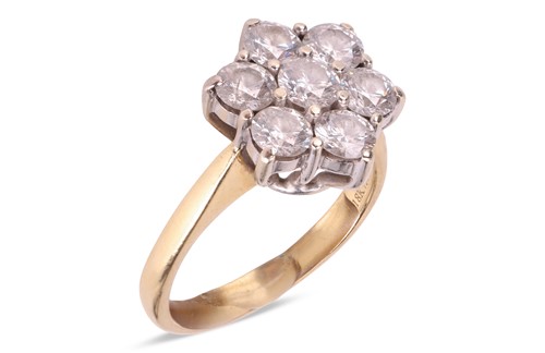 Lot A diamond cluster ring, of bi-coloured design,...
