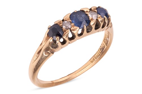 Lot 16 - A sapphire and diamond five-stone ring,...