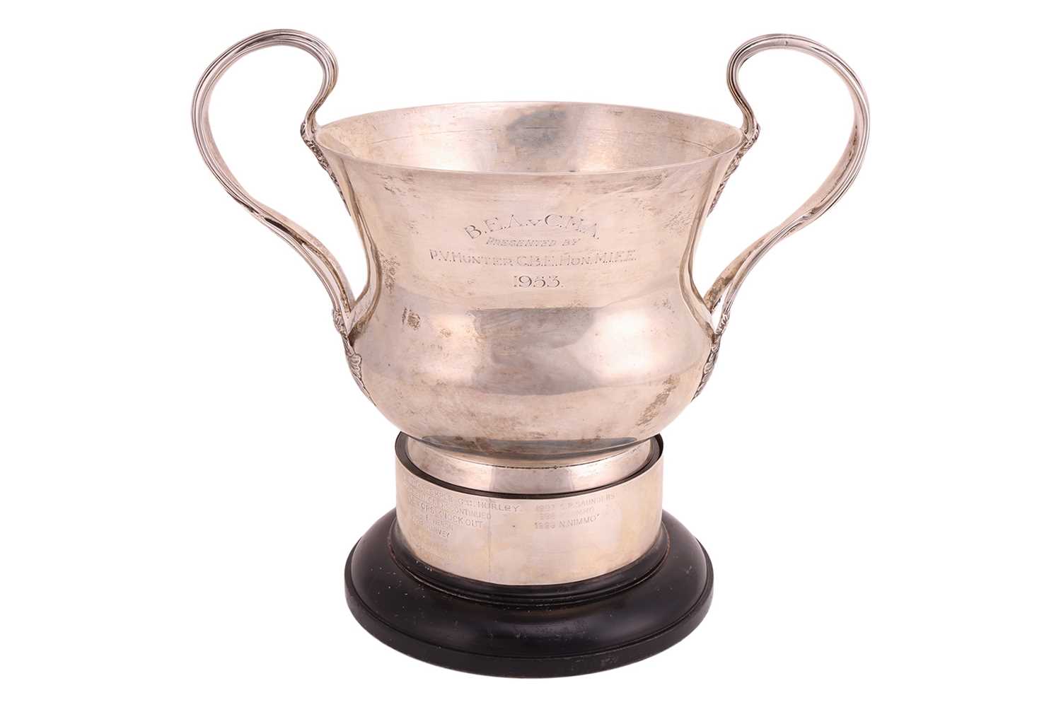 Lot A silver trophy on stand, London 1901 by Peter...