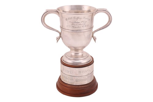 Lot A George II silver twin-handled cup with later...