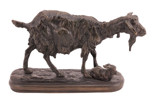 Lot 38 - Emmanuel Frémiet (French 1824-1910) Goat and...