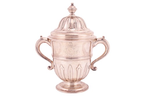 Lot A large George II twin-handled cup and cover,...