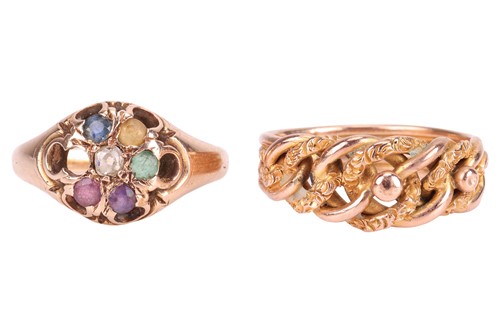 Lot 16 - A pair of rings, comprising of a 9ct rose gold...