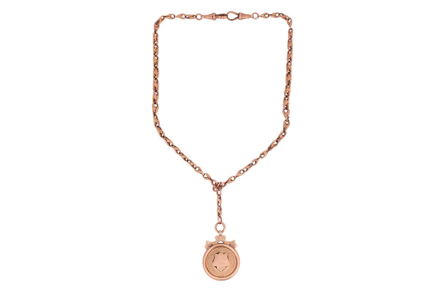 Lot 57 - A fob and chain, the fancy-link chain with...