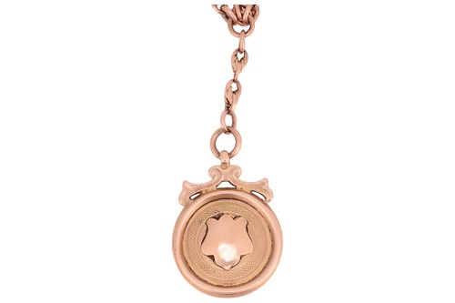 Lot 57 - A fob and chain, the fancy-link chain with...
