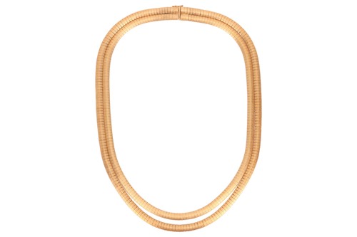 Lot 78 - An 18ct two row necklace, the necklace...