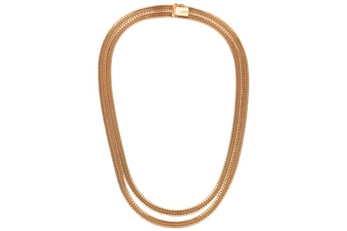 Lot 78 - An 18ct two row necklace, the necklace...