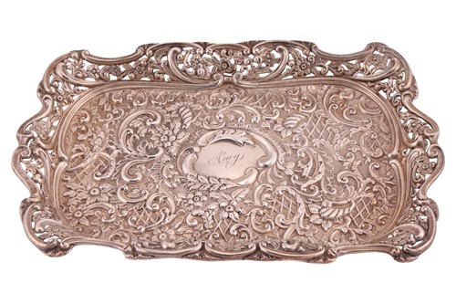Lot 309 - A silver repoussework dressing table tray,...