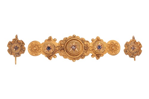 Lot 11 - A Victorian Etruscan revival mourning gem-set...
