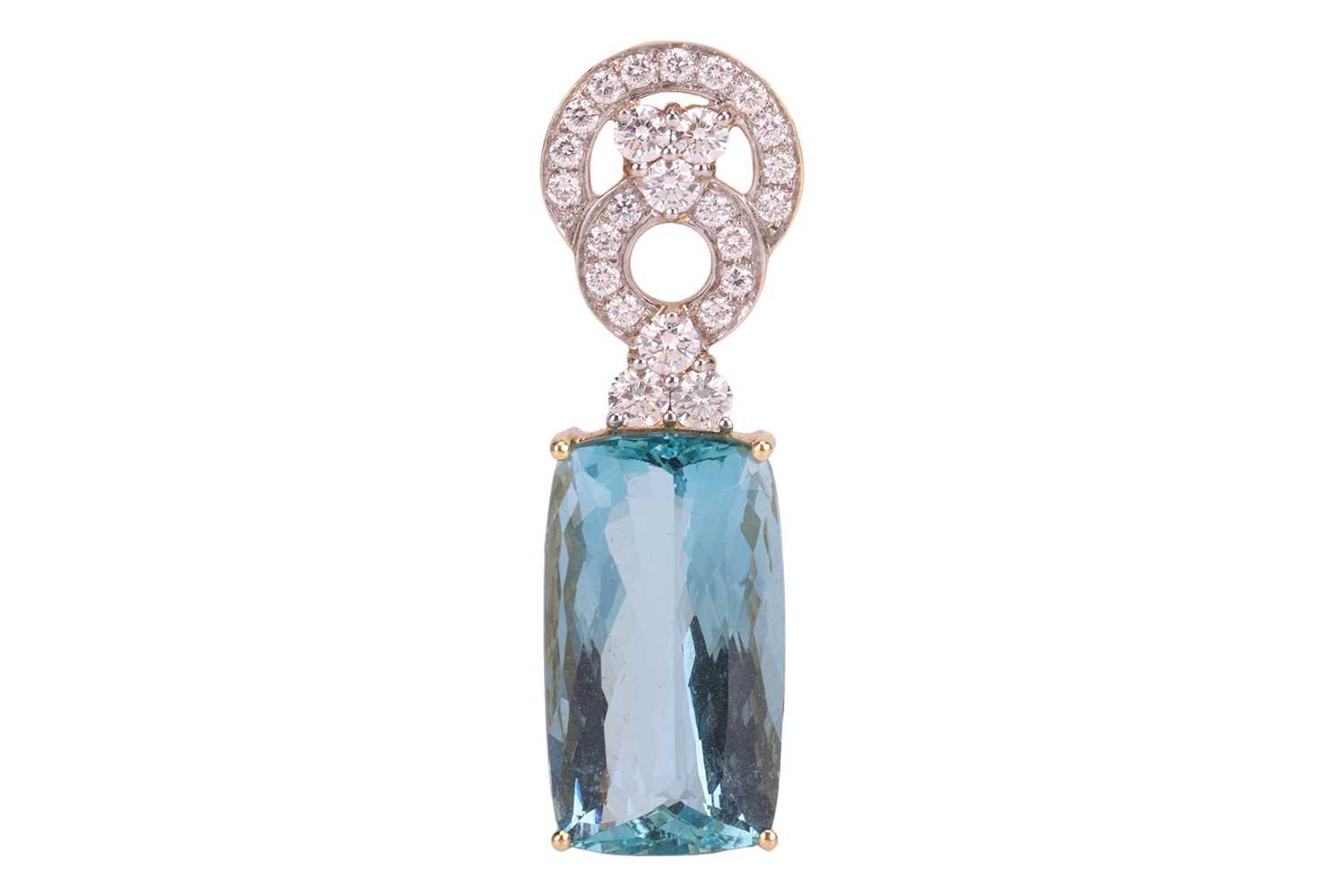 Lot An aquamarine and diamond pendant by Rocks &...