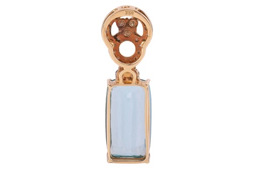 Lot An aquamarine and diamond pendant by Rocks &...