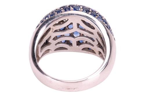 Lot A sapphire and diamond dress ring, of bombe...