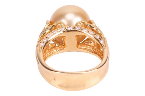 Lot 176 - A cultured pearl and diamond dress ring, the...