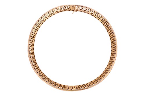 Lot A diamond-set Greek Key collar necklace, the...