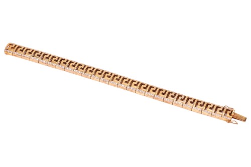 Lot A diamond-set Greek Key bracelet, the...