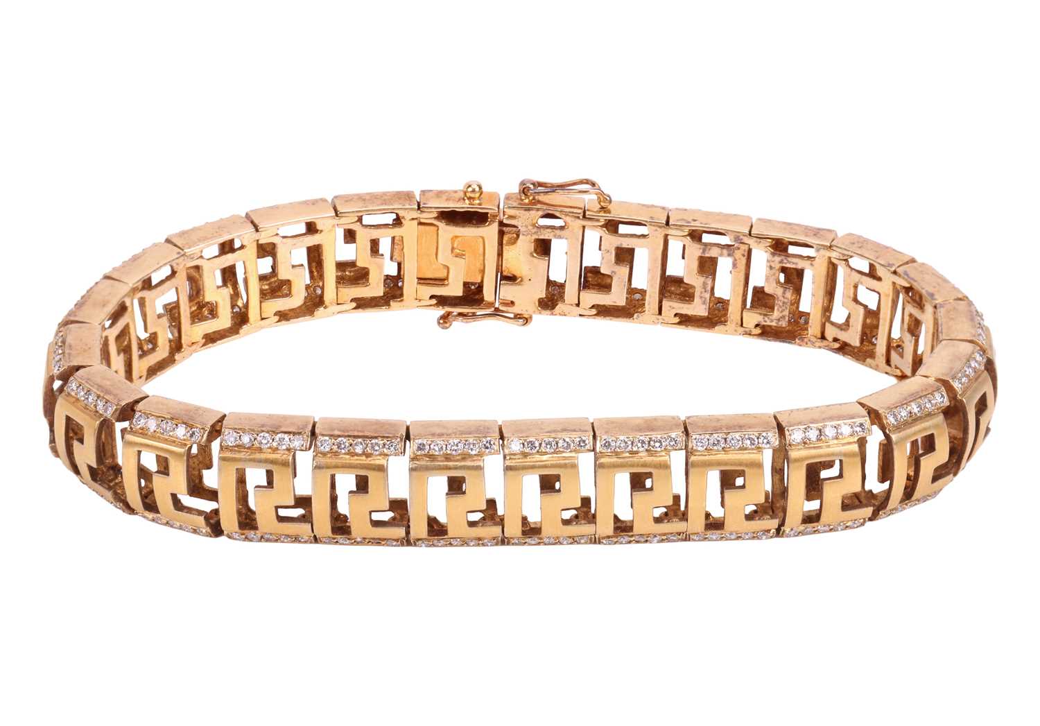 Lot A diamond-set Greek Key bracelet, the...