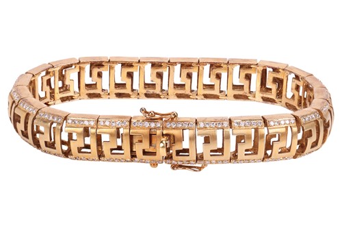 Lot A diamond-set Greek Key bracelet, the...