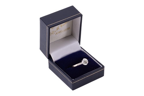 Lot 62 - A diamond single stone ring, set with a...