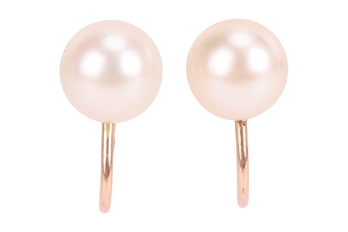 Lot 80 - A pair of pearl stud earrings, each earring...