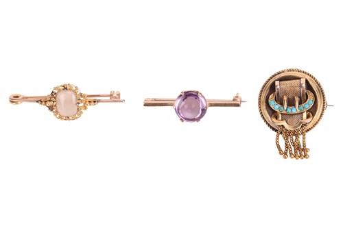 Lot 18 - Three antique brooches, including, a Victorian...