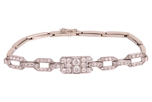 Lot 48 - An Art Deco diamond-set link bracelet, angular...