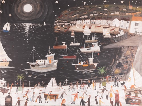Lot 29 - Alan Furneaux (British b.1953) Moonlit Harbour,...