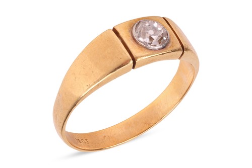 Lot 62 - A diamond single-stone ring, of bi-coloured...