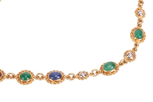 Lot A gem-set long necklace and matching bracelet,...