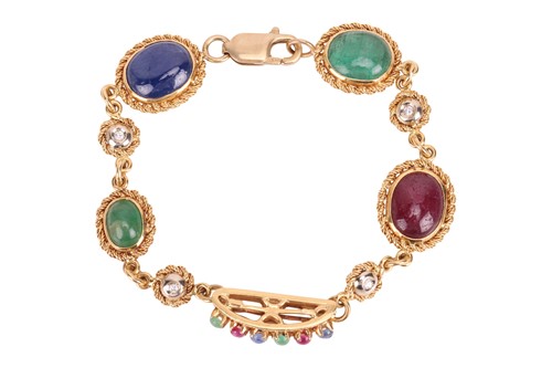 Lot A gem-set long necklace and matching bracelet,...