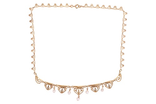 Lot 20 - An Art Nouveau pearl fringe necklace,...