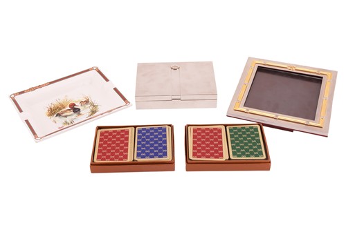 Lot 179 - Gucci - a plated cigar box, a plated photo...