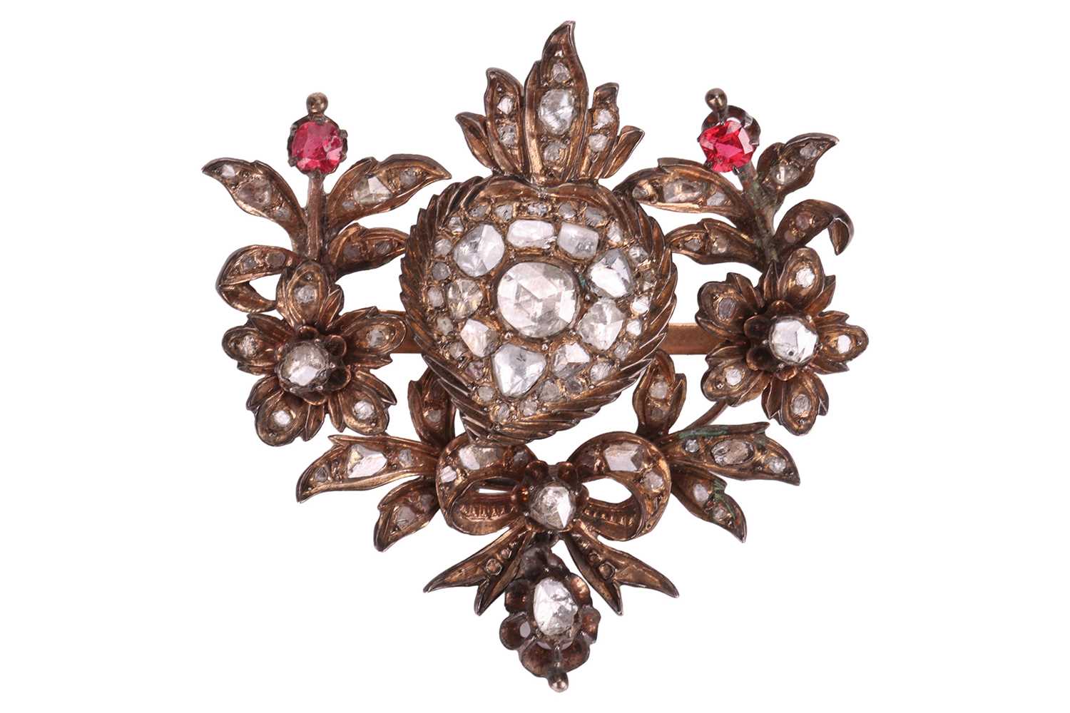 Lot A diamond-set sweetheart brooch, with central...