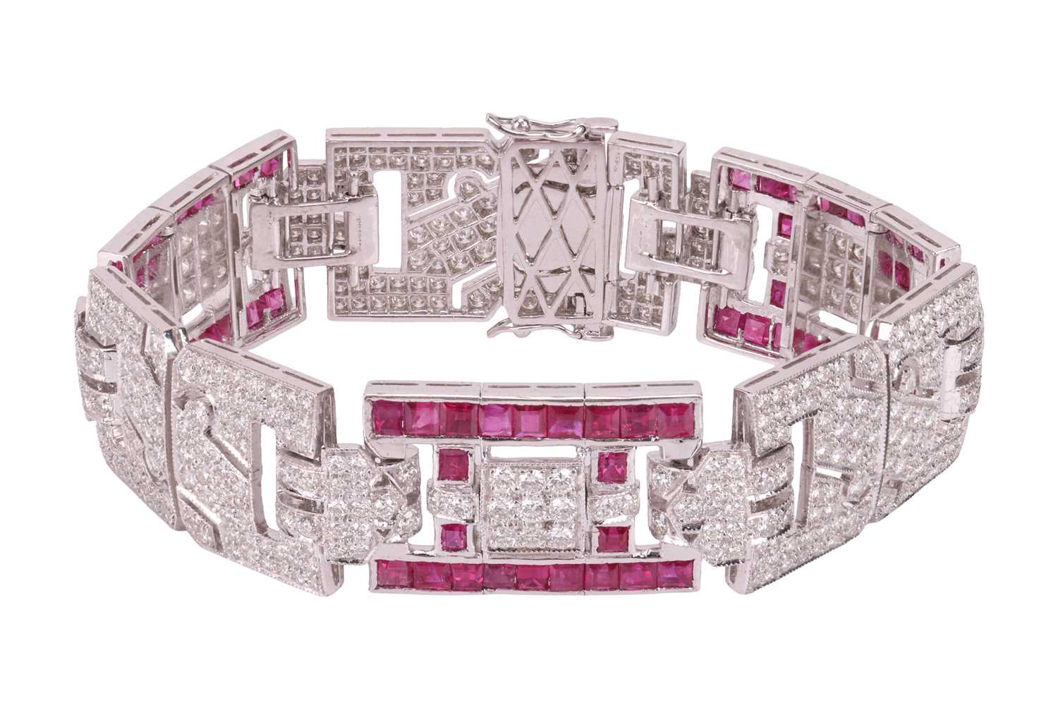Lot A ruby and diamond Art Deco-style bracelet,...