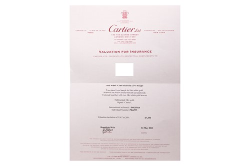 Lot Cartier - A 'LOVE' bangle in 18ct white gold...