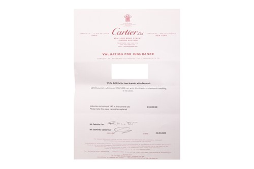 Lot Cartier - A 'LOVE' bangle in 18ct white gold...