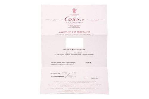 Lot 196 - Cartier - A rainbow 'LOVE' bangle, featuring...