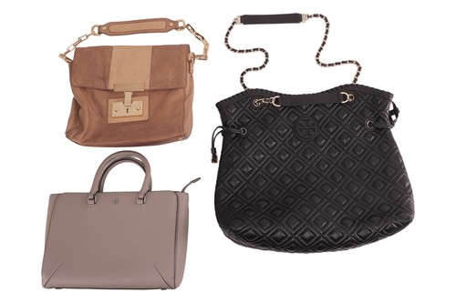 Lot 352 - Tory Burch - a 'Marion' tote in quilted black...