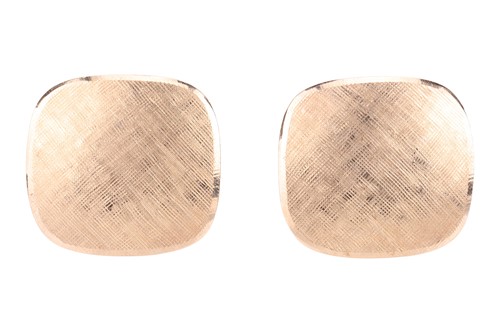 Lot 94 - A pair of cushion shaped cufflinks, with...