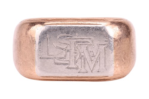 Lot 48 - A signet ring with monogrammed ‘LSFM’ initials...