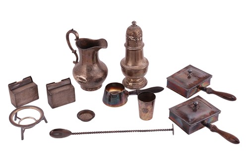 Lot 256 - A large silver sugar caster, a Victorian millk...
