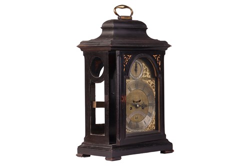 Lot 74 - A George III ebonised bracket clock, the brass...