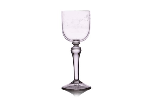 Lot A fine stipple-engraved glass goblet by Simon...