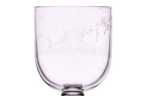 Lot A fine stipple-engraved glass goblet by Simon...