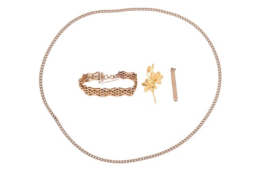 Lot 63 - A group of gold and plated items, to include;...
