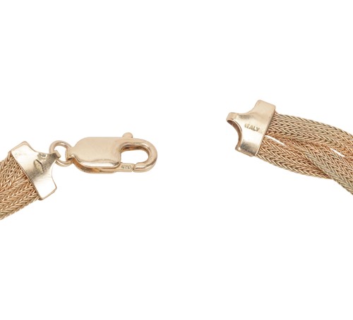 Lot 108 - A braided necklace in 9ct yellow gold,...