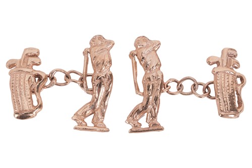 Lot 45 - A pair of 9ct gold chain cufflinks, each...